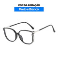 Óculos Feminino MultiFocal Crystal Fashion Com Grau Adaptável Anti Luz Azul