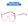 Óculos Feminino MultiFocal Crystal Fashion Com Grau Adaptável Anti Luz Azul