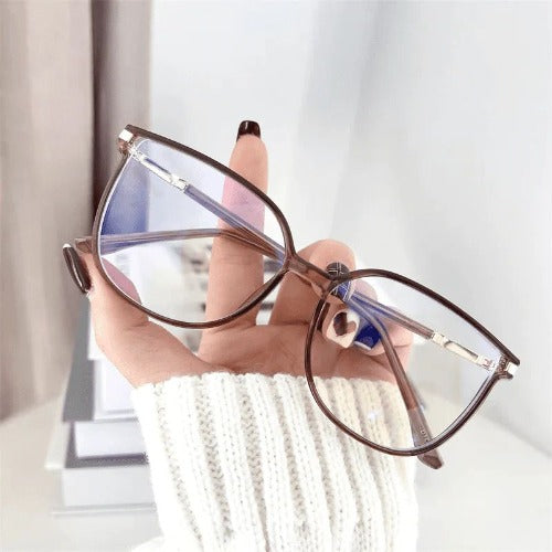 Óculos Feminino MultiFocal Crystal Fashion Com Grau Adaptável Anti Luz Azul