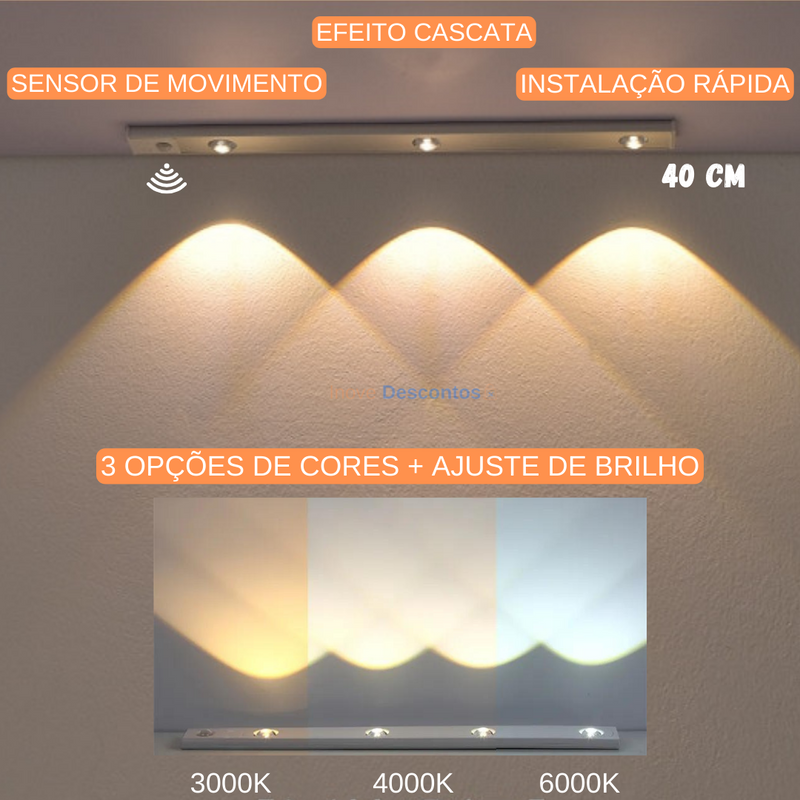 (COMPRE 1 LEVE 2) Kit 2 Luminárias Recarregável com sensor de movimento