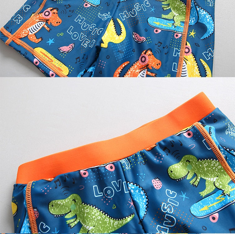 Conjunto de Banho Infantil Masculino Dinossauro Com Proteção UV