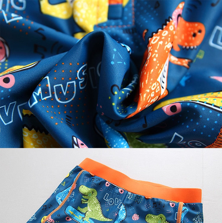 Conjunto de Banho Infantil Masculino Dinossauro Com Proteção UV