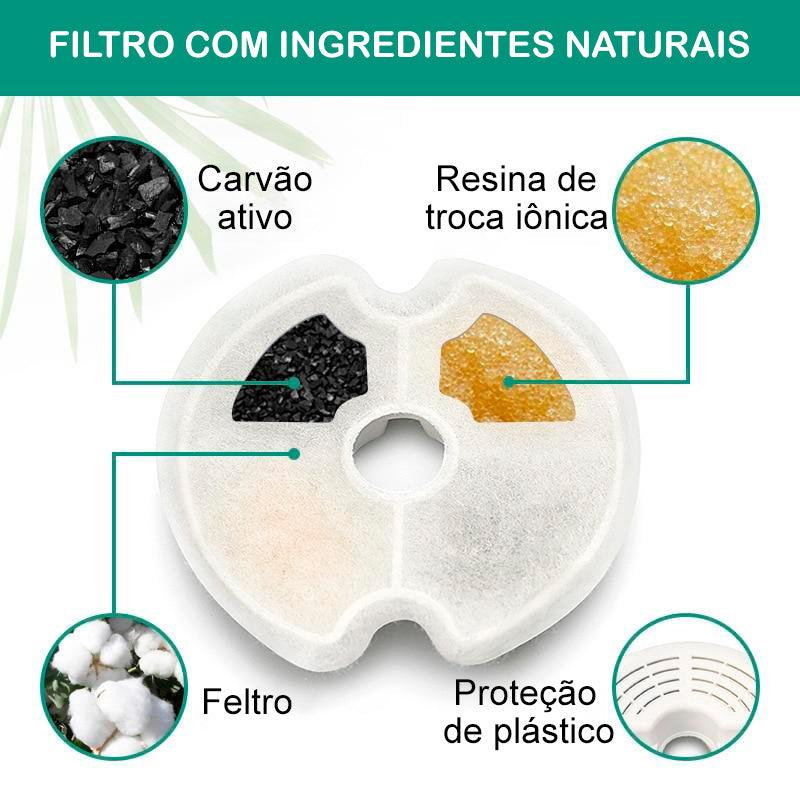 Filtro Vegetal com carvão ativo p/ Fontes de Água para Gatos