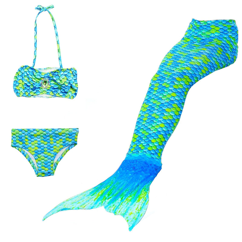 Conjunto de Praia Infantil Feminino Biquíni + Cauda Sereia