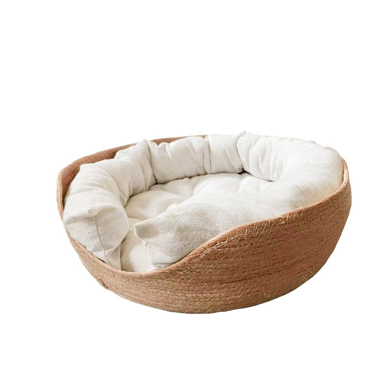 Cama Ecológica de Rattan para Cachorros e Gatos - Pet Couch