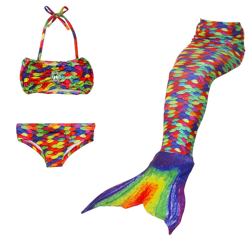 Conjunto de Praia Infantil Feminino Biquíni + Cauda Sereia