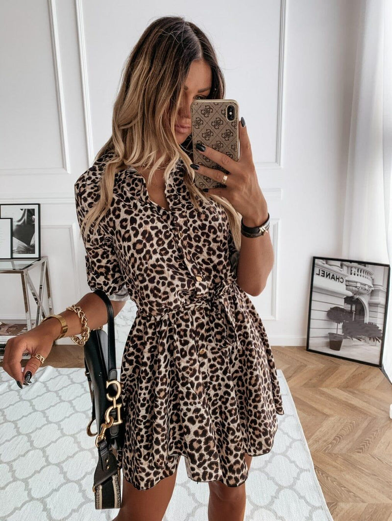 Vestido Feminino Aninha Animal Print Curto