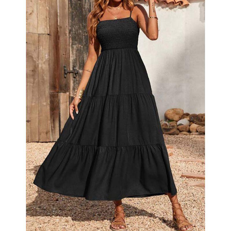 Vestido Feminino Suelen Lastex Alcinha Midi Fluido